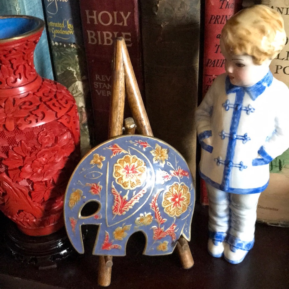 Vintage Cloisonné Elephant Pendant Large